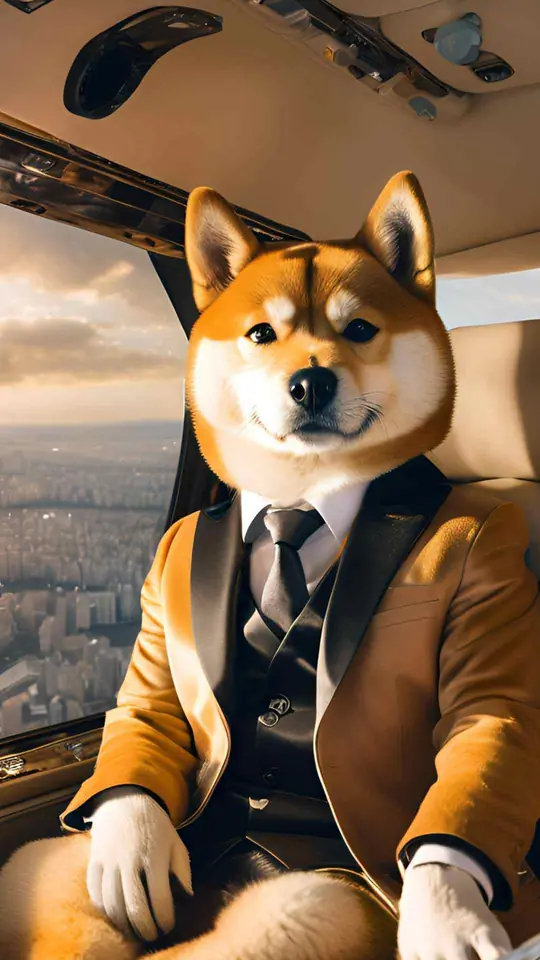 Rich Dog in a penthouse above the city